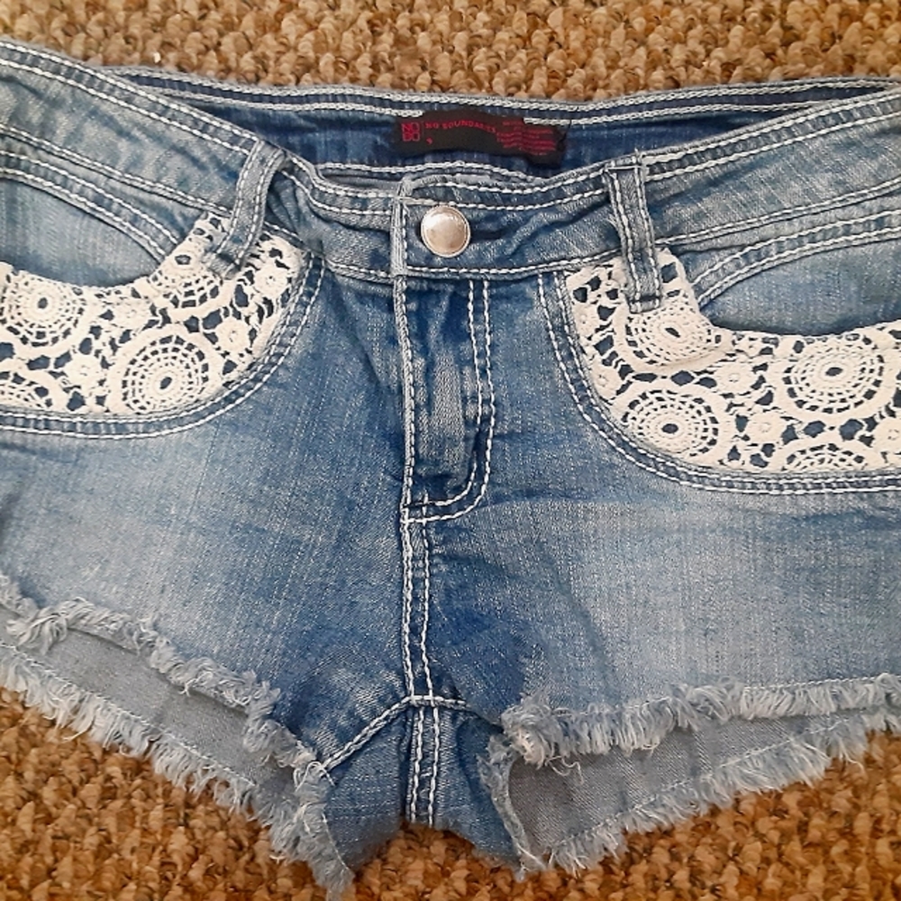 Lace jean shorts